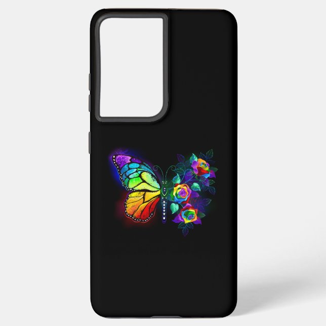 Rainbow flower butterfly samsung galaxy s21 ultra case (Back)