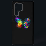 Rainbow flower butterfly samsung galaxy case<br><div class="desc">Rainbow,  luminous,  artistically painted monarch butterfly with bouquet of iridescent,  bright,  luminescent roses on black background. Rainbow butterfly.</div>