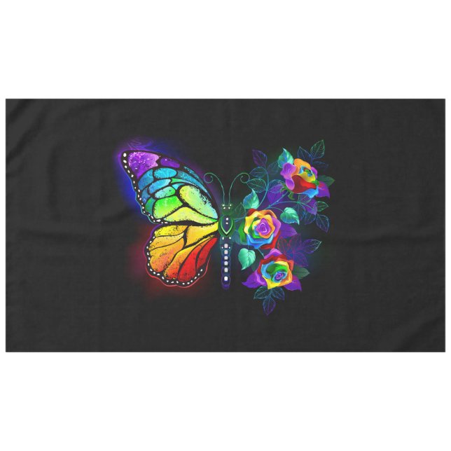 Rainbow flower butterfly tablecloth (Front (Horizontal))