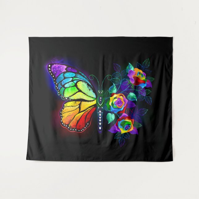 Rainbow flower butterfly tapestry (Front (Horizontal))