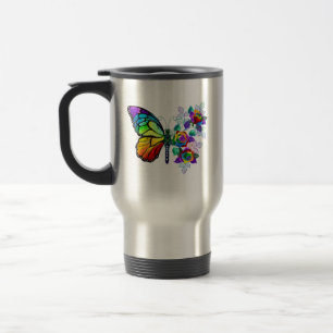 Rainbow flower butterfly travel mug
