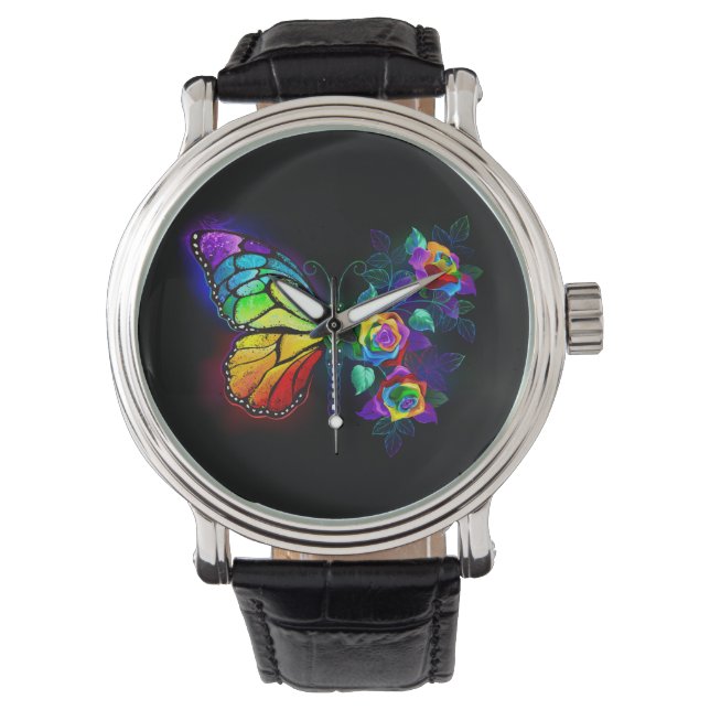 Rainbow flower butterfly watch (Front)