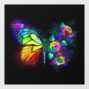 Rainbow flower butterfly window cling