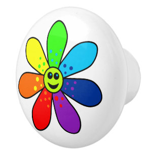 Rainbow Flower Ceramic Knob