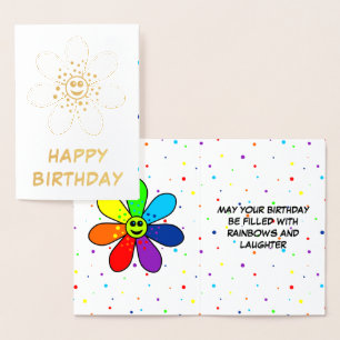 Rainbow Flower Foil Birthday Card