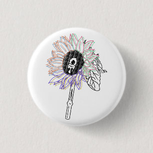 Rainbow Flower Funky Art 3 Cm Round Badge