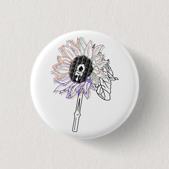 Rainbow Flower Funky Art 3 Cm Round Badge (Front)