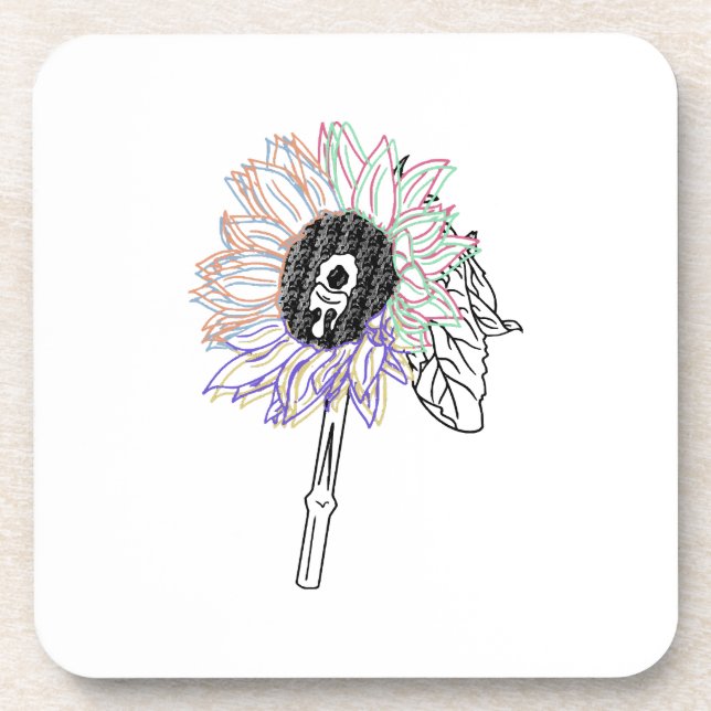 Rainbow Flower Funky Art Coaster (Front)