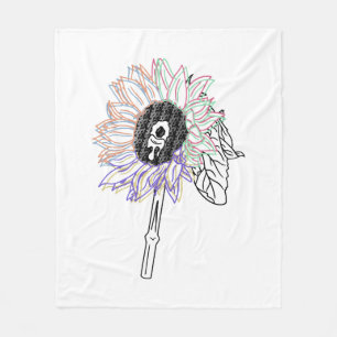 Rainbow Flower Funky Art Fleece Blanket