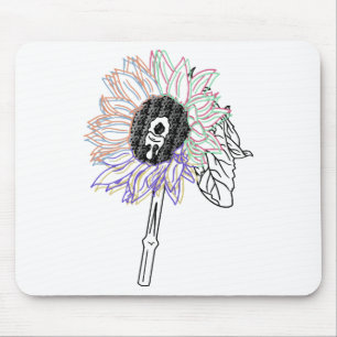 Rainbow Flower Funky Art Mouse Mat