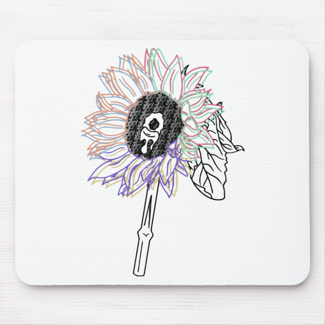 Rainbow Flower Funky Art Mouse Mat (Front)