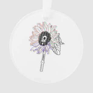 Rainbow Flower Funky Art Ornament