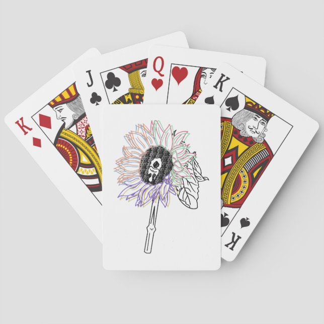 Rainbow Flower Funky Art Playing Cards (Back)