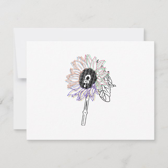Rainbow Flower Funky Art RSVP Card (Front)