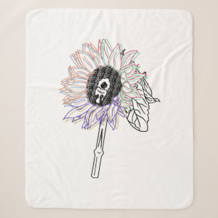 Rainbow Flower Funky Art Sherpa Blanket