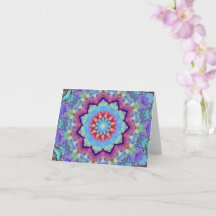 Rainbow Flower Mandala Folded Greeting Card