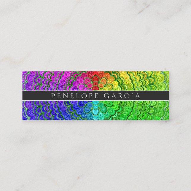Rainbow Flower Mandala Mini Business Card (Front)