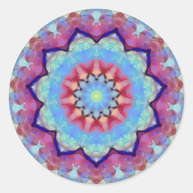 Rainbow Flower Mandala Small Round Stickers (Front)