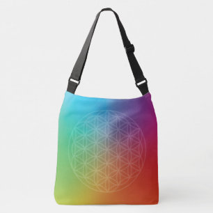 Rainbow Flower of life Crossbody Bag