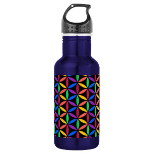 Rainbow Flower of Life Pattern 532 Ml Water Bottle