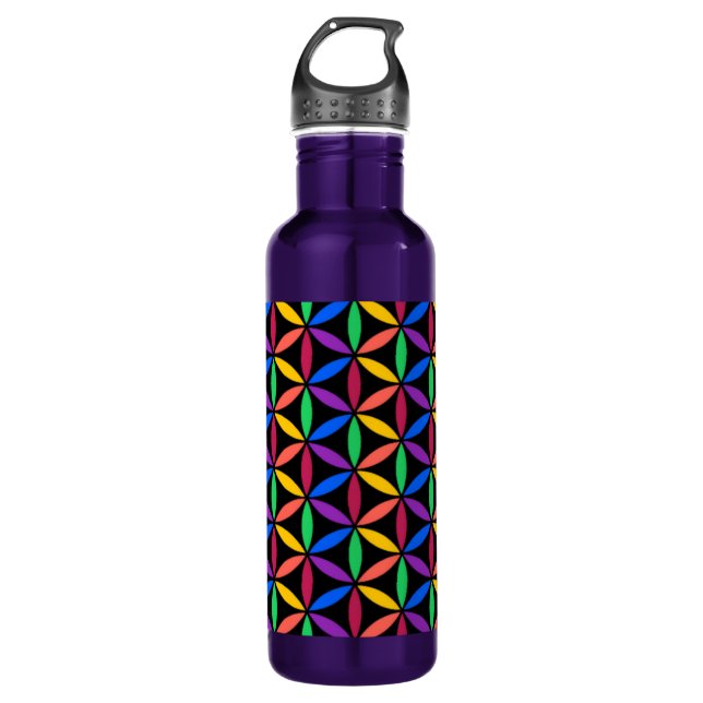 Rainbow Flower of Life Pattern 710 Ml Water Bottle (Front)