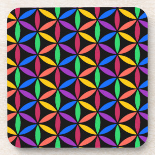 Rainbow Flower of Life Pattern Coaster