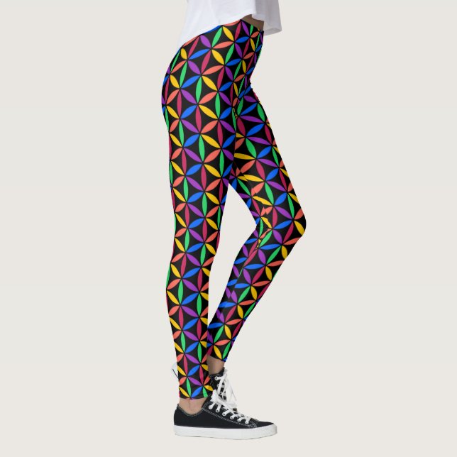 Rainbow Flower of Life Pattern Leggings (Right)