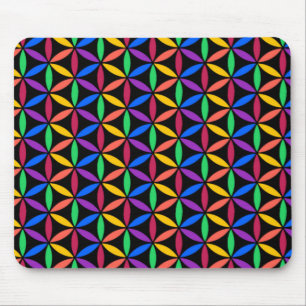 Rainbow Flower of Life Pattern Mouse Mat