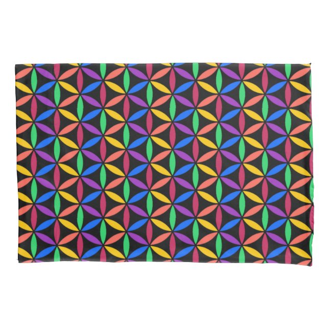 Rainbow Flower of Life Pattern Pillowcase (Front)