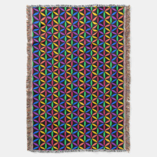 Rainbow Flower of Life Pattern Throw Blanket