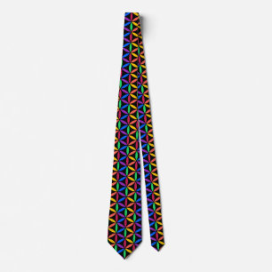 Rainbow Flower of Life Pattern Tie