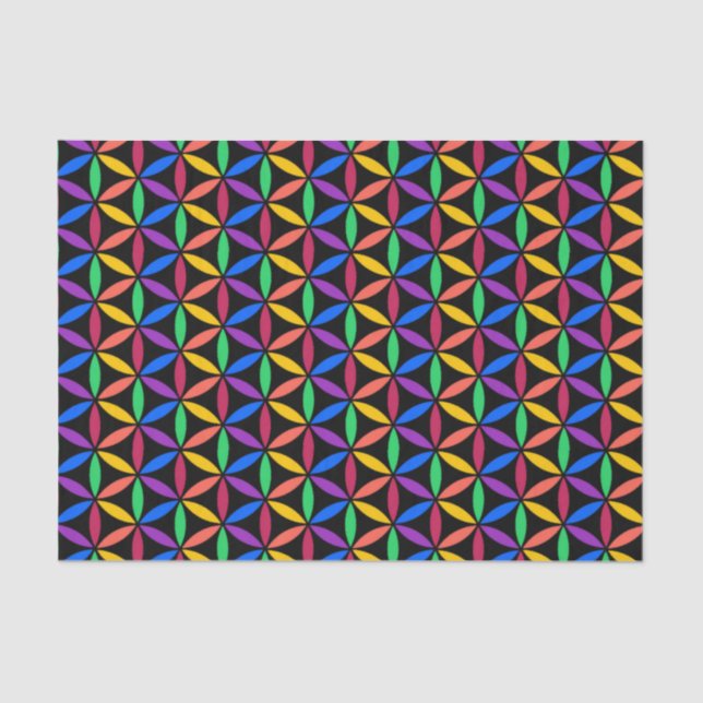 Rainbow Flower of Life Pattern Tissue Paper (Front)