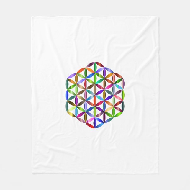 Rainbow Flower of Life Throw Blanket (Front)