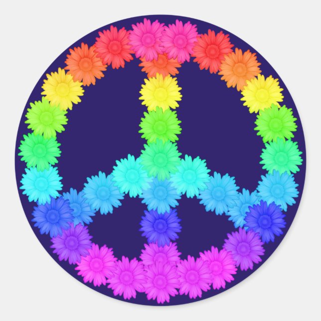 Rainbow Flower Peace Sign Sticker (Front)
