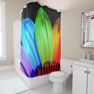 Rainbow Flower Petals Shower Curtain