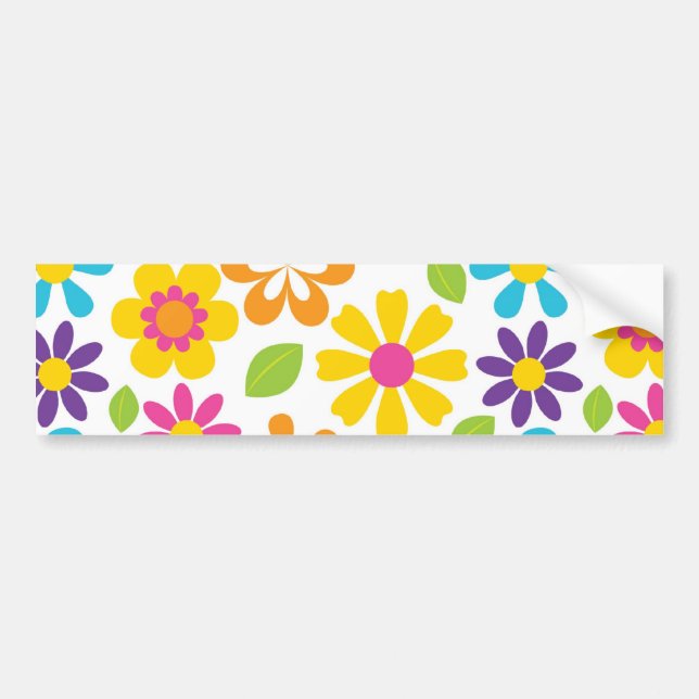 Rainbow Flower Power Hippie Retro Teens Gifts Bumper Sticker (Front)
