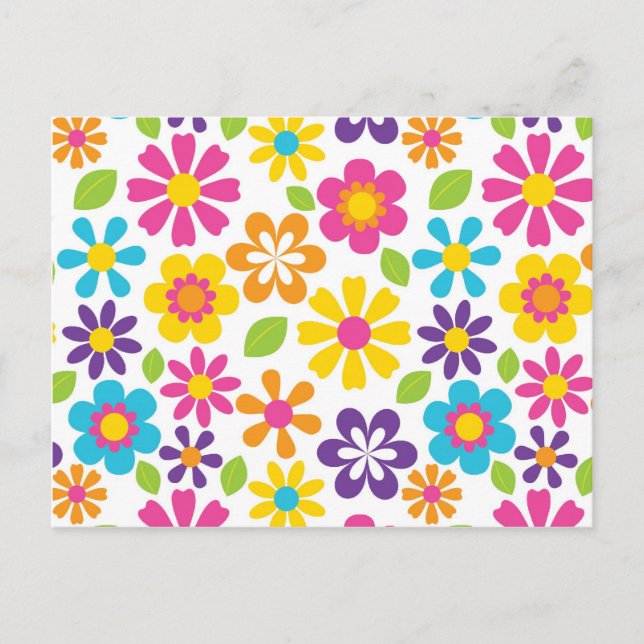 Rainbow Flower Power Hippie Retro Teens Gifts Postcard (Front)