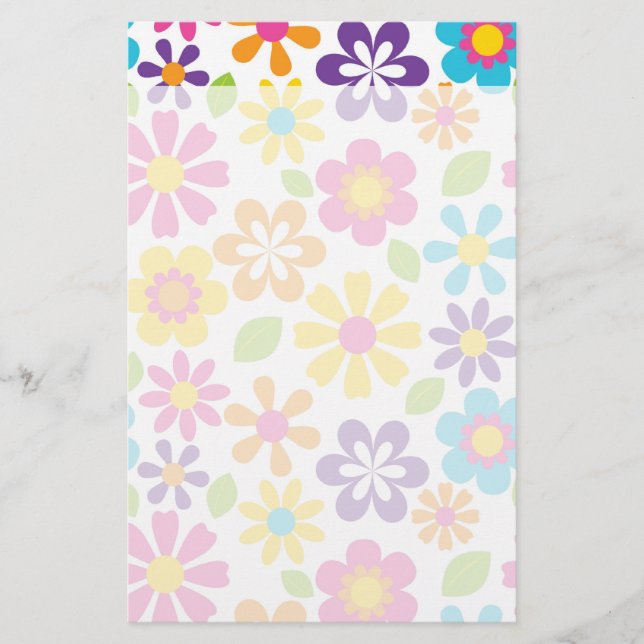 Rainbow Flower Power Hippie Retro Teens Gifts Stationery (Front)