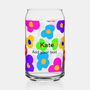 Rainbow flower pride love add name text lqbtq abst can glass