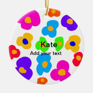 Rainbow flower pride love add name text lqbtq abst ceramic tree decoration