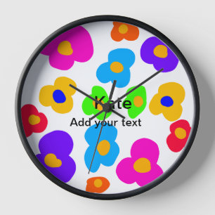 Rainbow flower pride love add name text lqbtq abst clock