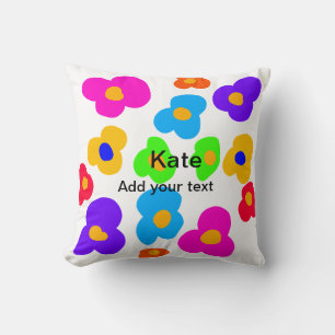 Rainbow flower pride love add name text lqbtq abst cushion