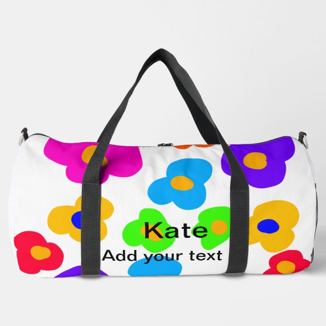 Rainbow flower pride love add name text lqbtq abst duffle bag (Front)