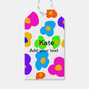 Rainbow flower pride love add name text lqbtq abst gift tags