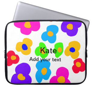 Rainbow flower pride love add name text lqbtq abst laptop sleeve