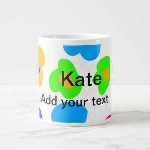 Rainbow flower pride love add name text lqbtq abst large coffee mug