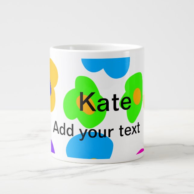 Rainbow flower pride love add name text lqbtq abst large coffee mug (Front)