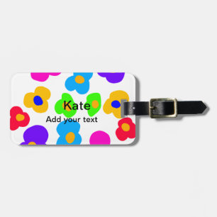 Rainbow flower pride love add name text lqbtq abst luggage tag