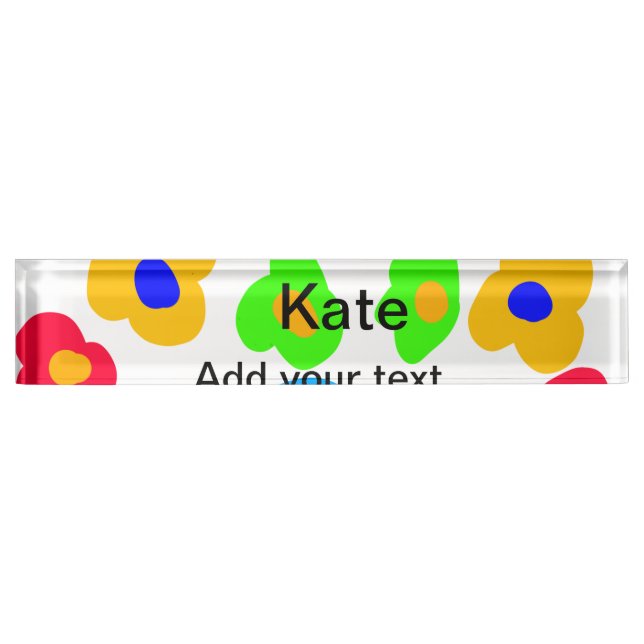 Rainbow flower pride love add name text lqbtq abst nameplate (Front)