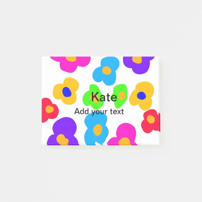 Rainbow flower pride love add name text lqbtq abst post-it notes (Front)